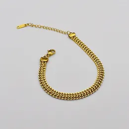 Link Bracelets Elegant 18K Gold Plated Thick Chain For Women Filled Stainless Steel Female Wrist Jewellery