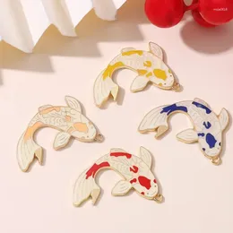 Charms 10Pcs Colourful Alloy Enamel Lucky Koi Carp For Jewellery Making Earring Pendant Necklace Bracelet Accessories Diy Material