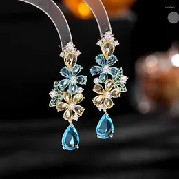 Stud Earrings DODO Blue Water Drop For Women Flower Shiny Cubic Zirconia Engagement Female Accessories Gorgeous Trendy Jewellery DD6124