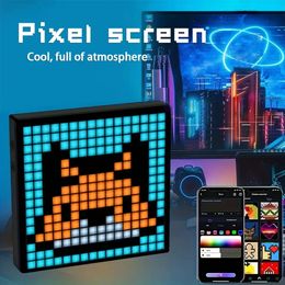 LED Pixel Display APP Control Programmable Night Light DIY Text Pattern Animation For Home Decoration Bedroom Game Room Bar 240220