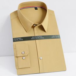 Mens Bamboo Fibre Solid Dress Shirts Without Pocket Contrast Piping Inner Collar Comfortable Standardfit Long Sleeve Shirt 240223