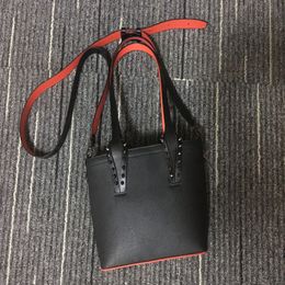Women Men Fashion Bag designer totes rivet genuine leather Handbag composite handbags famous purse shopping bags Black White small259E