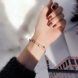 Link Bracelets YUN RUO Arrival Star Double Layers Bracelet Woman Birthday Gift Rose Gold Colour Fashion Stainless Steel Jewellery Never Fade