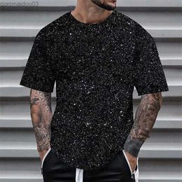 Men's T-Shirts Fashion Mens T-Shirt 3d Sequin Print Short Sleeve Summer Casual O-Neck Top Man Oversized T Shirt For Men Pullover New ClothingL2404