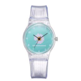 Small Daisy Jelly Watch Students Girls Cute Cartoon Chrysanthemum Silicone Watches Blue Dial Pin Buckle Wristwatches2030