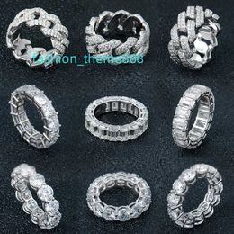 Wholesale Custom Design hip hop iced out real silver 925 sterling mens Fine Jewelry moissanite diamond Rings for men