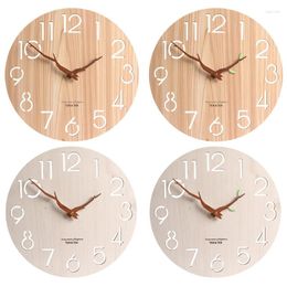 Wall Clocks Silent Non-Ticking Wooden Decorative Clock Battery Operated Dropship