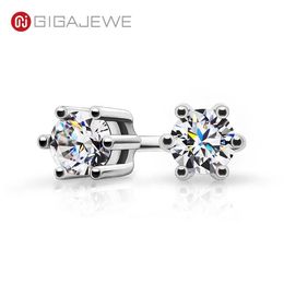 Fine Jewellery Stud GIGAJEWE Moissanite Total 02ct 3mm Round Cut VVS1 925 Silver Earrings Diamond Test Passed Fashion Love Token Wo9514269