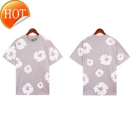 Tears sportswear unisex fashion high street snowflake Denimtears cotton printed pattern brand suit High quality T-shirt shorts suitPKQ9DEQE
