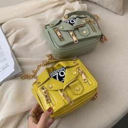 Evening Bags Oil Leather Jacket Small Suit Bag 2021 Spring And Summer Woman Chain Shoulder Designer Fashion Messenger306C