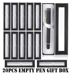 20pcs Empty Pen Boxes Gift Cases Cardboard Case With Clear Window For Jewellery Pencil Ballpoint Fountain Display