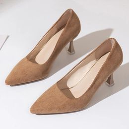 Dress Shoes Sexy High Heels Women Pointed Toe Summer 2024 Fashion Suede Shallow Trend Elegant Pumps Female Zapatos