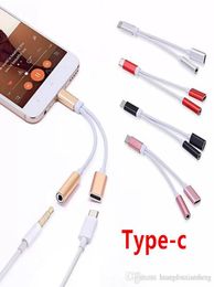 2 in 1 Charger And Audio Typec Earphone Headphone USBC Jack Adapter Connector Cable to 35mm Aux Headphone For smartphone S8 S102198555