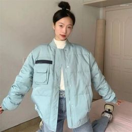 Women's Trench Coats 2024 Large Korean Rhombic Lattice Women Down Cotton Jacket Stand-up Collar Short Winter Loose Female Bread Overcoat