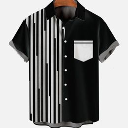 Mens Colour Contrast Plain Compression Casual Social Shirt For Men Stitching Pattern Graffiti Elegant Sleeve Oversized Y2k 240219