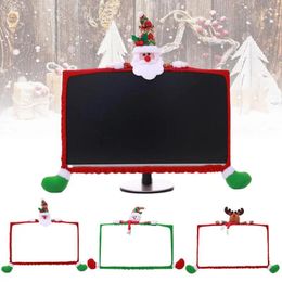 Christmas Decorations Computer LCD Monitor Cartoon Frame Cover Edge Protection For 19-27 Inch Display Santa Claus Snowman Elk