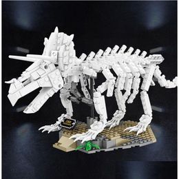 Model Building Kits Wholesale Dinosaur Build Block Custom Bone Luminous Skeleton Bricks Small Particle Toy Lepin Christmas For Drop Dhmjr