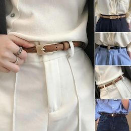 Belts Women Retro Casual Metal Buckle Waistband Trouser Dress Leather Belt Thin Waist Strap