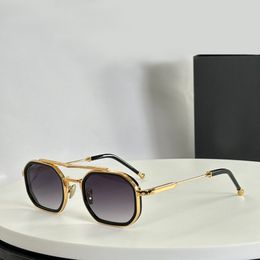 Gold Black Sunglasses Squared Grey Gradient Men Women Shades Sonnenbrille Sunnies Gafas de sol UV400 Eyewear with Box