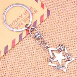 20pcs Fashion Keychain 30*25 mm star football soccer football baseball Pendants DIY Men Jewellery Car Key Chain For Gift 240221