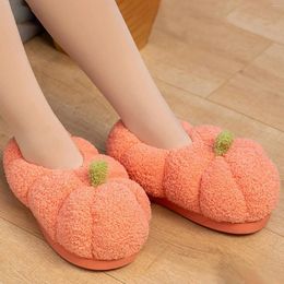 Slippers Women Winter Solid Color Warm Pumpkin Home Shoes Halloween Cotton Cute Non Slip Furry Gift