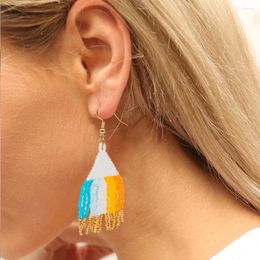 Dangle Earrings Rice Bead Hand Knitting Trend Versatile Beading Simple Bohemia Geometry Alloy Ma'am Fringe