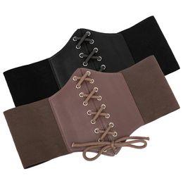 Grace Karin Corset Belt Lace Up Luxury PU leather lady girl Stretch Elastic Wide Cincher Waistband S3XL 240219