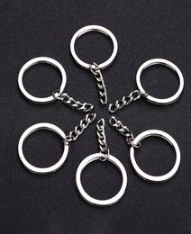 Polished Silver Colour 30mm Keyring Keychain Split Ring With Short Chain Key Rings Women Men DIY Key Chains Accessories 10pcs ps0472539946