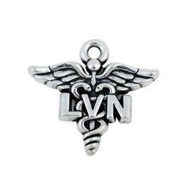 Antique Silver Plating Medical Licenced Vocational Nurse LVN Charms Caduceus Medical Symbol Charms AAC1787496532