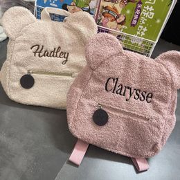 Backpack Custom Name Women's Plush Bear Autumn Winter Cute Little Ear Personalised Girls' Outdoor
