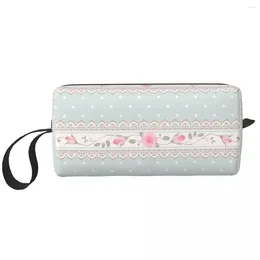 Cosmetic Bags Vintage Floral Pink Roses Laces Makeup Bag Pouch Zipper Travel Toiletry Small Storage For Women