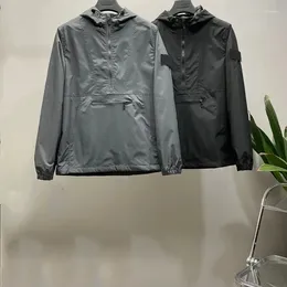 Men's Jackets Stone Function Pullover Half Zip Hardshell Jacket Hooded Waterproof For Men And Womenwaterproof