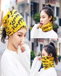 Unisex Beanie Hats Ski Snood Scarf Women hairband letter print cashemere Scarf femme Snood Neck Warmer riding Face Mask DHL6388946