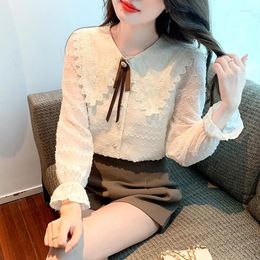 Women's Blouses Lace Blouse Women Fashion Doll Collar Shirt Basic 2024 Autumn Elegant And Youth Woman Blusas Para Mujer