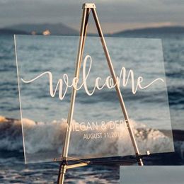 Party Decoration Personalised Wedding Welcome Sign Clear Acrylic Unique Board For Modern Decorations Drop Delivery Home Garden Festi Dhmzx