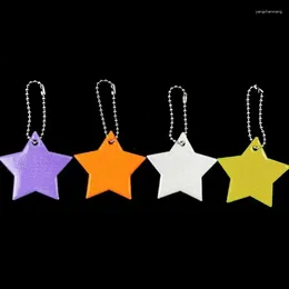 Keychains X7YA 5x For Creative Star Reflective Gear Keychain Key Ring Handbag Bac