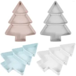 Dinnerware Sets 4 Pcs Christmas Tree Fruit Bowl Plate Decorations Dried Tray Plastic Candy Serving
