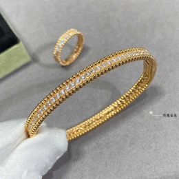 V Bracelet V-gold single row full diamond bracelet womens narrow edition high-end hand set trendy bracelet exquisite fashion accessories