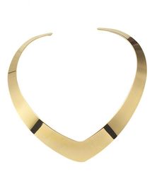 Punk Collar Choker Necklace Neck Jewellery For Women Fashion 100 stainless steel Simple Personality Gold Torques Necklace2501437