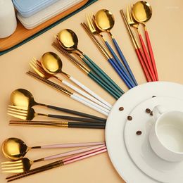 Dinnerware Sets Goddess Series Stainless Steel Portable Boxed Internet Celebrity Star Bar Tableware Spoon Fork Chopsticks Three Piece Set