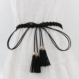 Belts PU Leather Hollow Dress Waistbands Accessories Thin Braided Tassel Belt Women Waist Chain Ethnic Style Rope