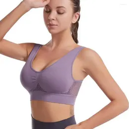 Bras Women Brassiere U-Neck Wide Shoulder Strap High Elasticity Shockproof Sports Bra Hollow Mesh Back Yoga Vest