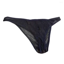 Underpants Men See Through Mesh Panties Removeable Bugle Pouch Thong T-Back G-String Sexy Underwear For Gay Briefs