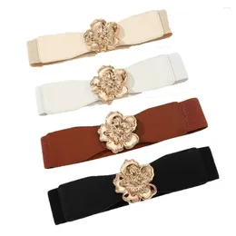 Belts Metal Buckle Flower Cummerbunds Unique Alloy Korean Style Waist Corset PU Leather Coat Belt Wide Girl