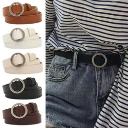 Belts 1pc Fashion Women Belt Non-porous Round Buckle Jeans Black Camping Vintage Strap Female Waistband Apparel Accessories