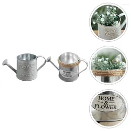 Vases 2pcs Metal Flower Bucket Rustic Vase Watering Shape Garden Pot For Home Table Centerpiece