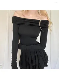 Casual Dresses 2024 Retro Y2K Aesthetic Grunge Mini Dress Korean Off Shoulder Long Sleeve Pleated Women Vintage Cottage Streetwear