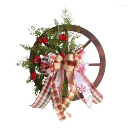 Decorative Flowers 1 Piece Christmas Wreath Ornaments Roulette Shape Hanging Wooden Year Decoration