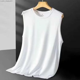 Men's Tank Tops Popular Mens O-neck Breathable Sleeveless T Shirts Boys Good Stretchy Undershirts Ice Silk Sports Vest Tank Tops SleepwearL2402