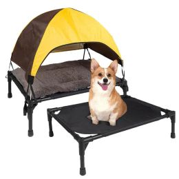 Pens Outdoor Elevated Dog Bed Foldable Raised Pet Cot With Removable Canopy Shade Tent Breathable Dog Bed Carrying Bag For Camping